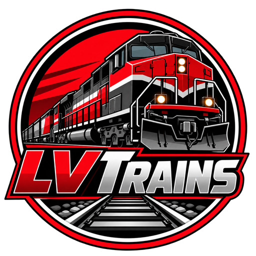 Original LVTrains red, black, and silver locomotive emblem