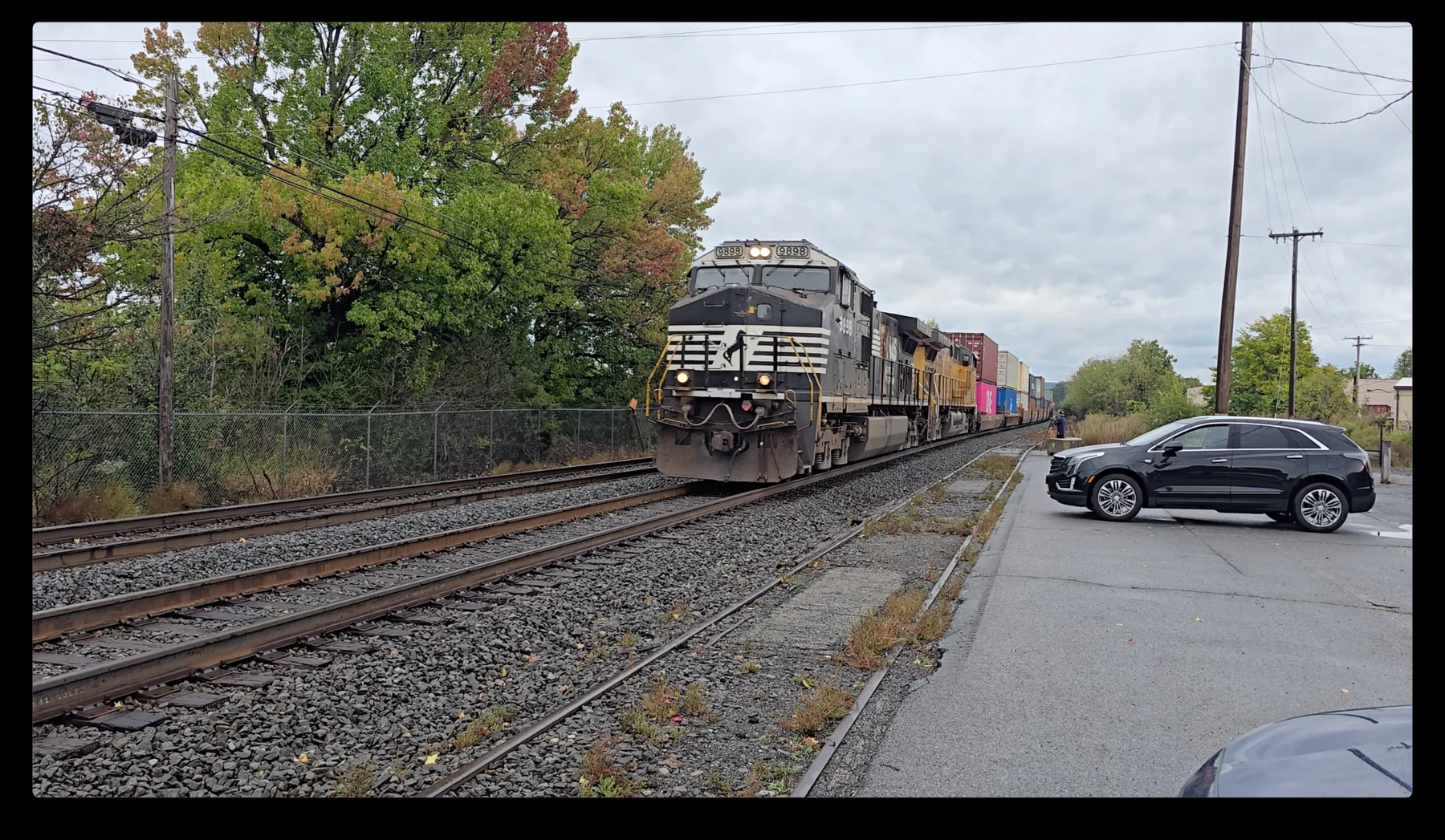 Norfolk Southern 9898 leading an intermodal freight train